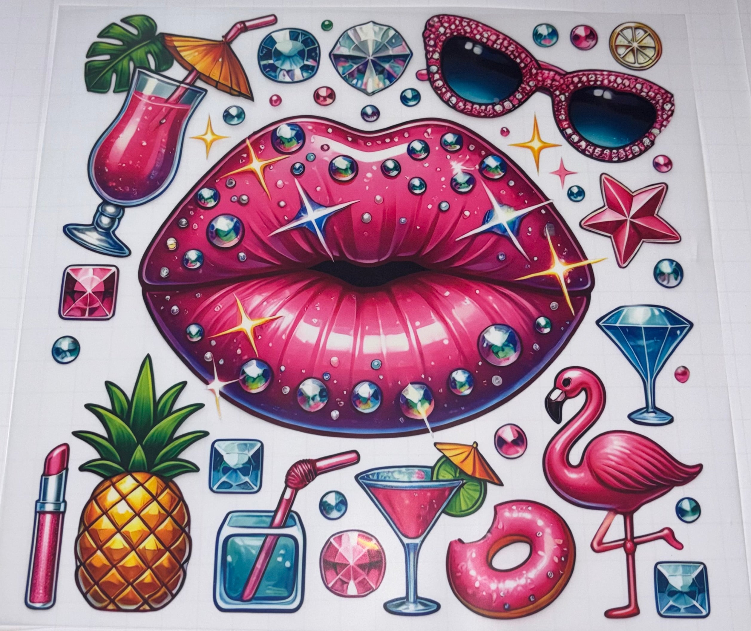 DTF Heat Transfer - Labios Glam Tropical 10"