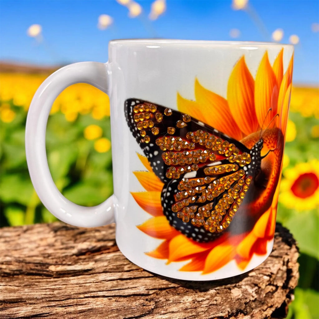 Taza de Girasol y Mariposa 11 oz