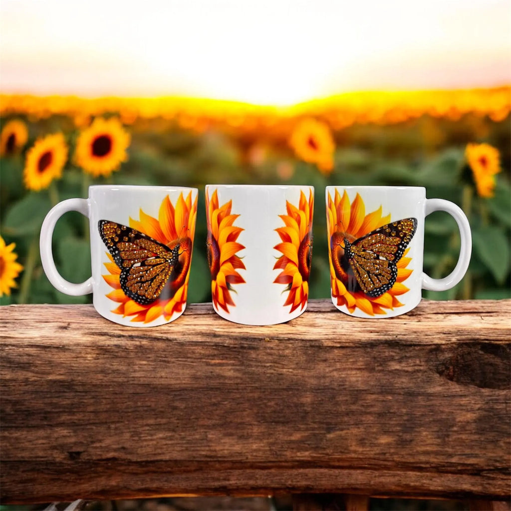 Taza de Girasol y Mariposa 11 oz