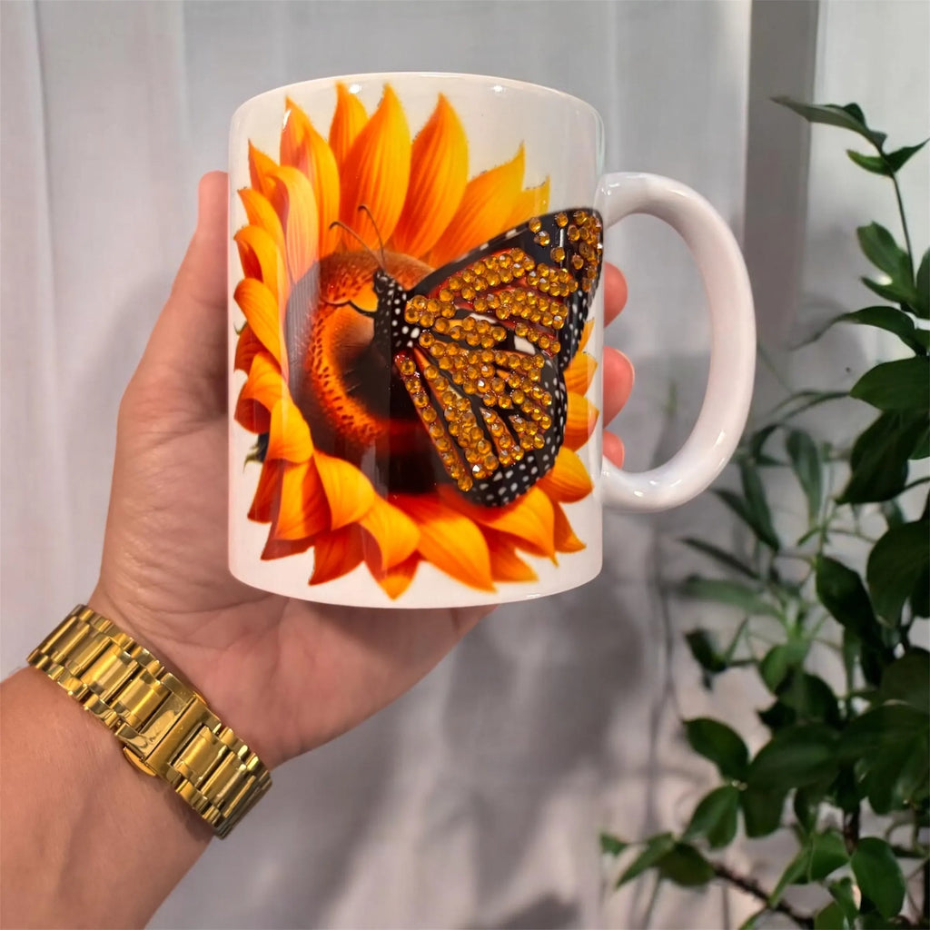 Taza de Girasol y Mariposa 11 oz