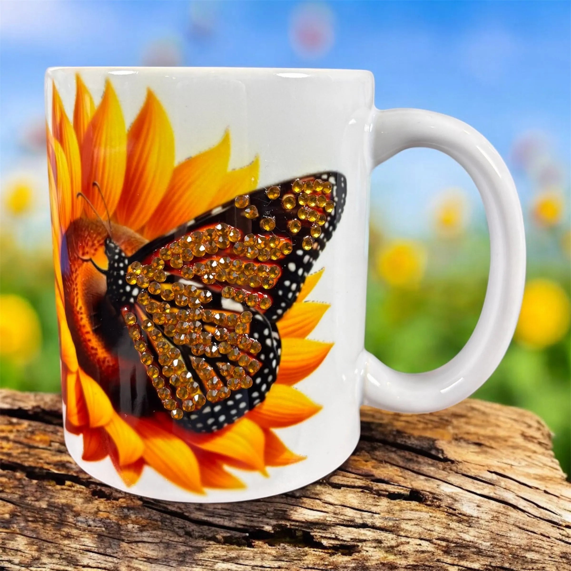 Taza de Girasol y Mariposa 11 oz