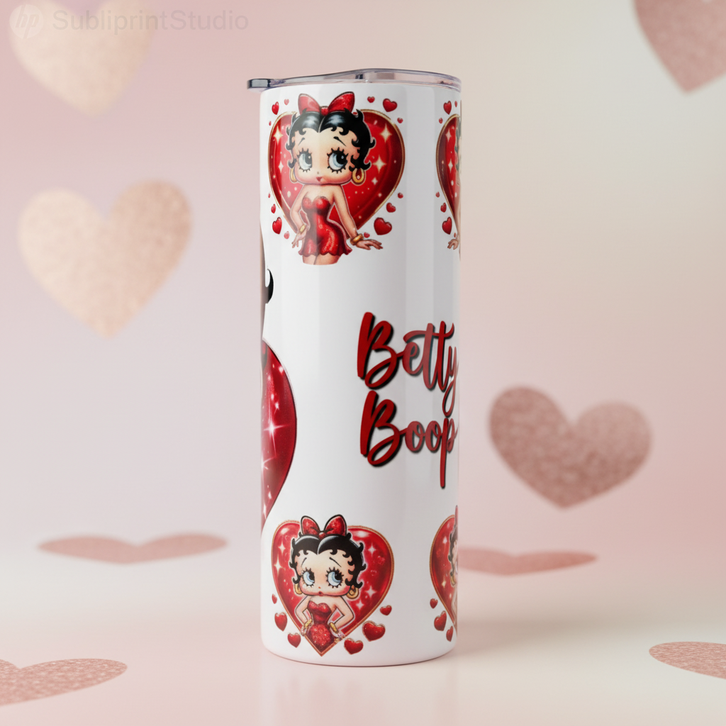 Tumbler Betty Boop con corazones