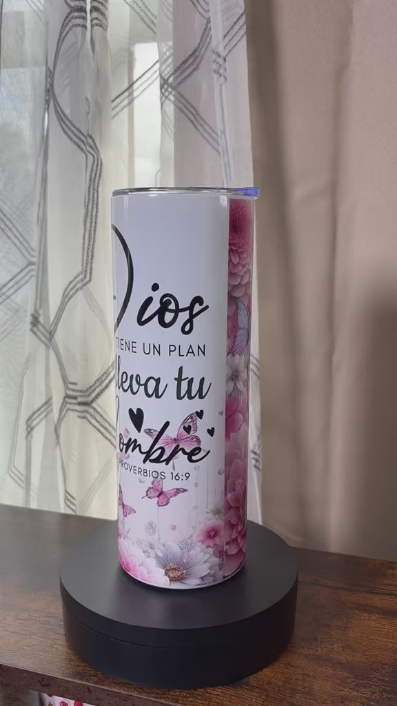 Tumbler Sublimado "Dios tiene un plan" 20oz | Vaso Personalizado con Versículo