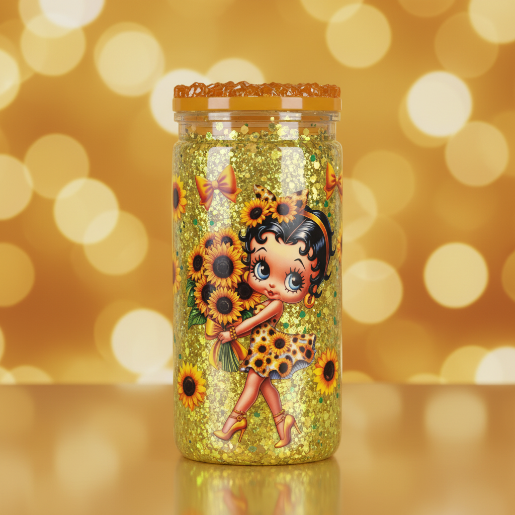 Vaso Snow Globe Betty Boop Girasoles 16oz