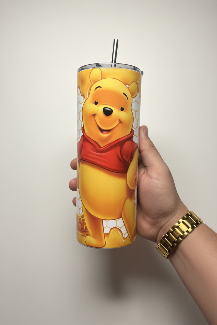 Tumbler Sublimado Winnie Pooh de Acero Inoxidable 20oz